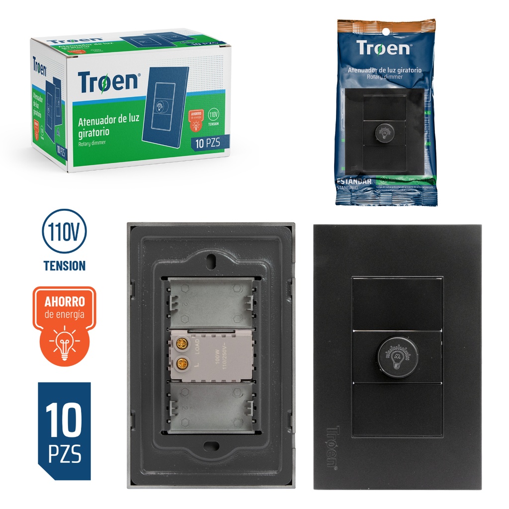 Atenuador de luz negro troen