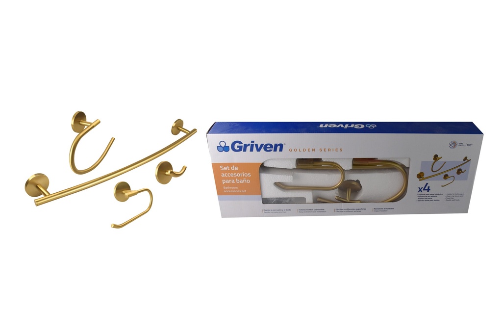 Accesorios de baño dorados 4 pcs griven