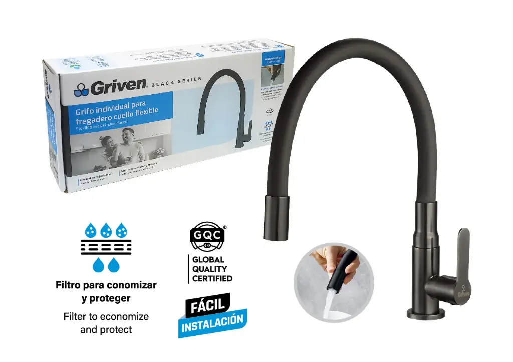 Grifo de fregador negro flexible