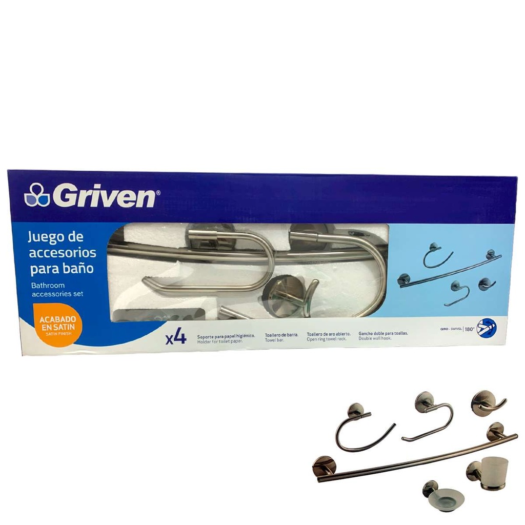 Accesorios de baño satinado 6 pcs griven