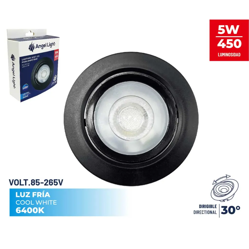 Ojo de buey led 5w negro angel light