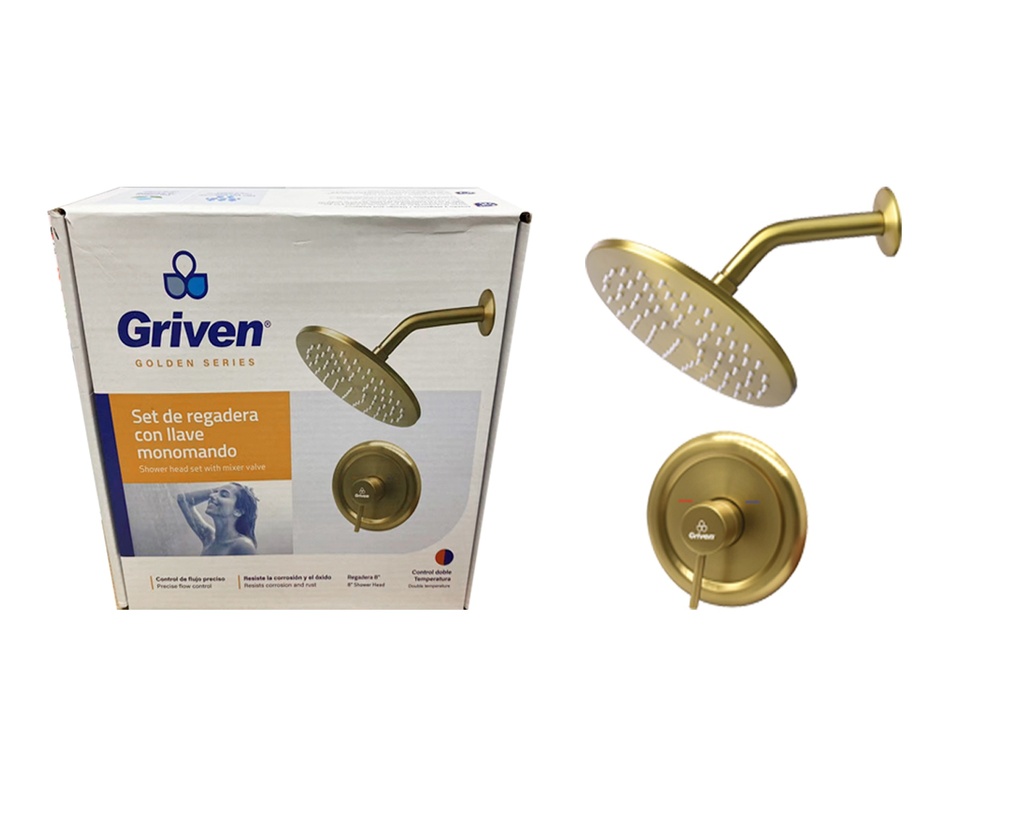 Set de ducha con monomando dorado griven