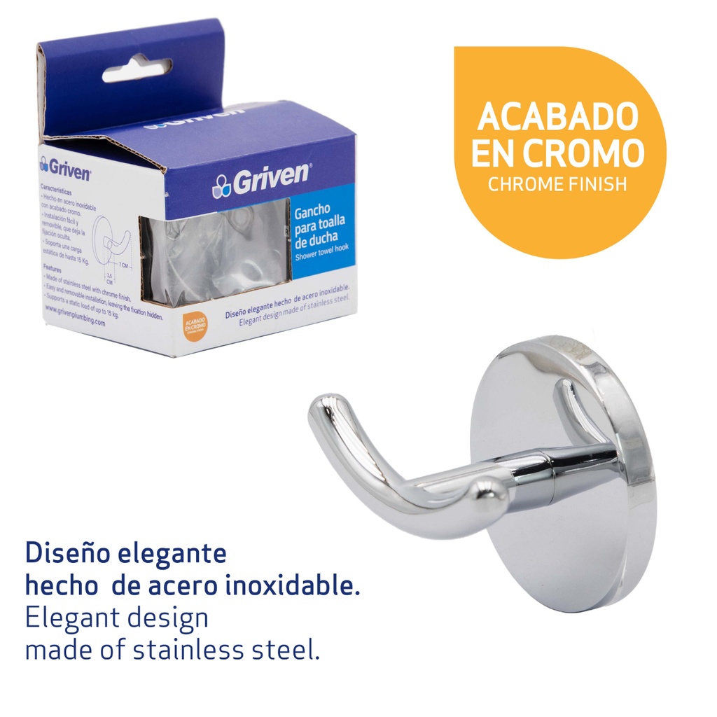 Gancho para toalla cromado griven