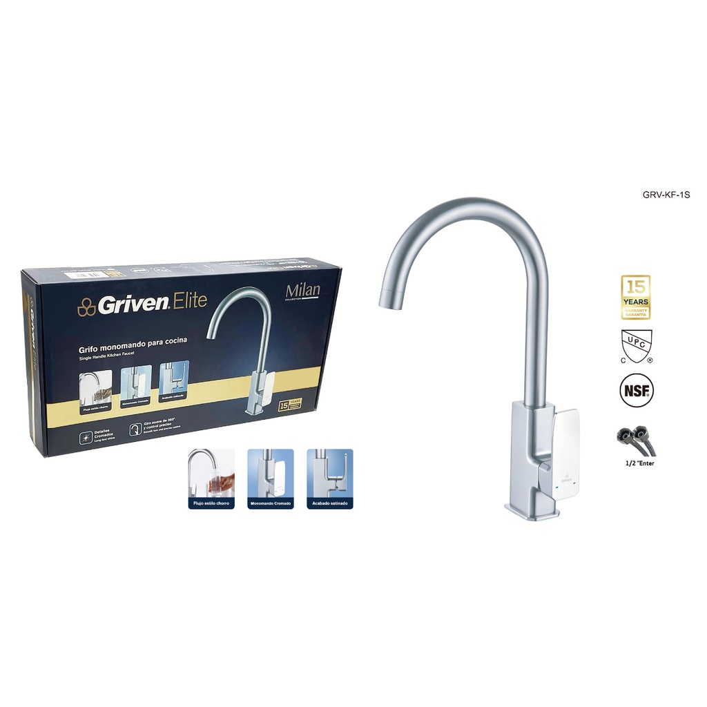 Llave de fregador monomando satinado Elite