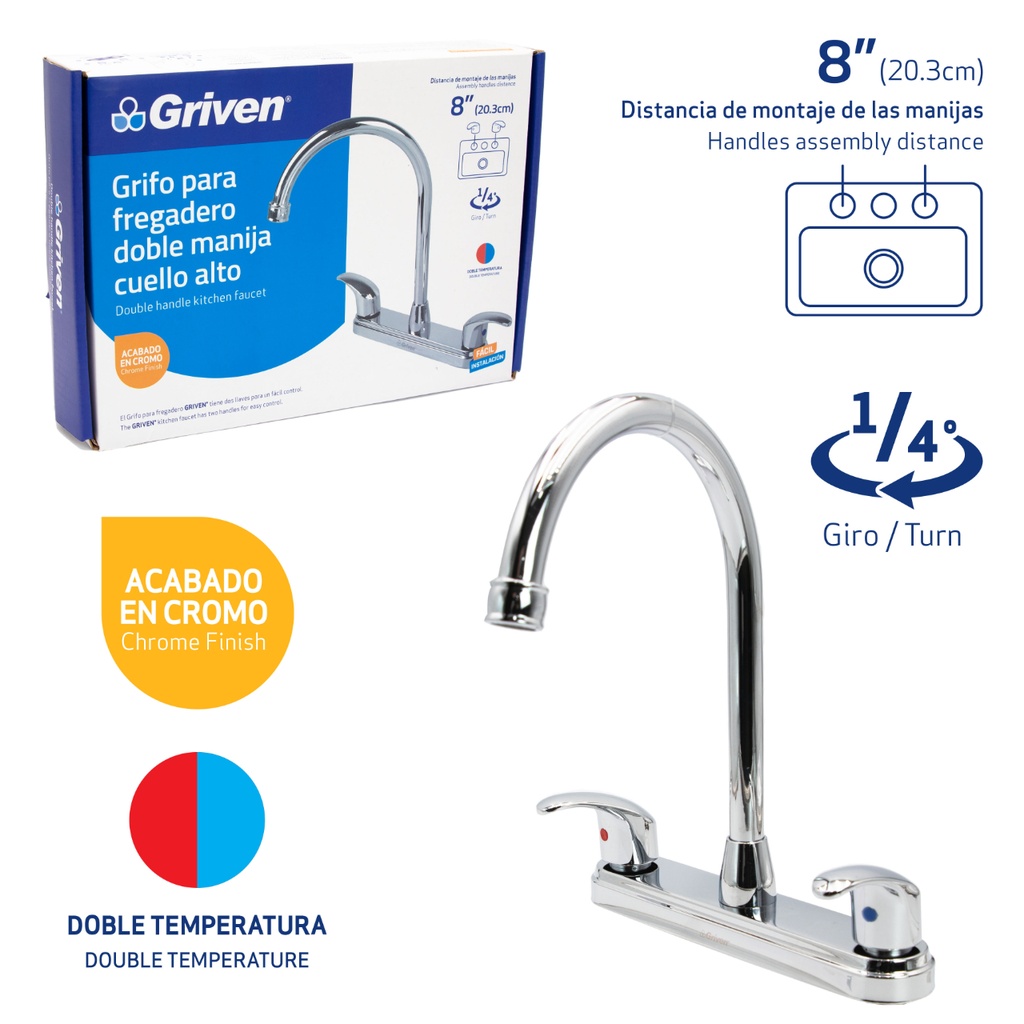 Grifo de fregador doble griven