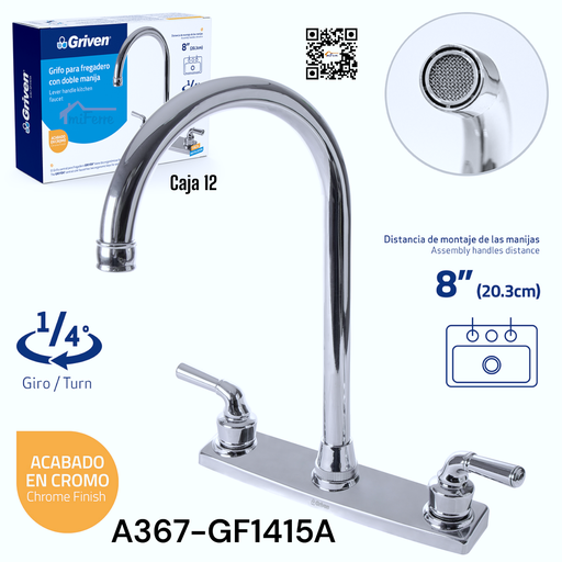 Grifo de fregador doble palanca griven