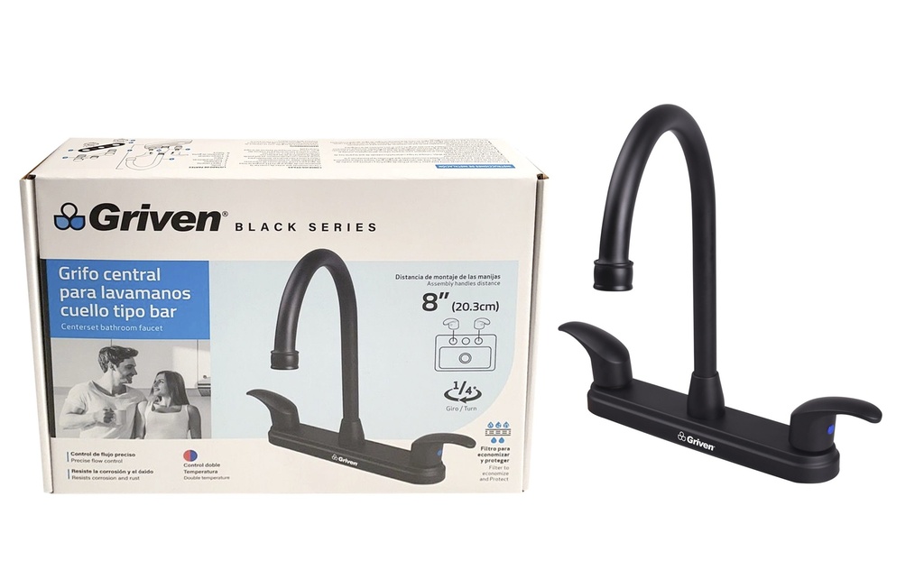 Grifo de fregador doble negro griven