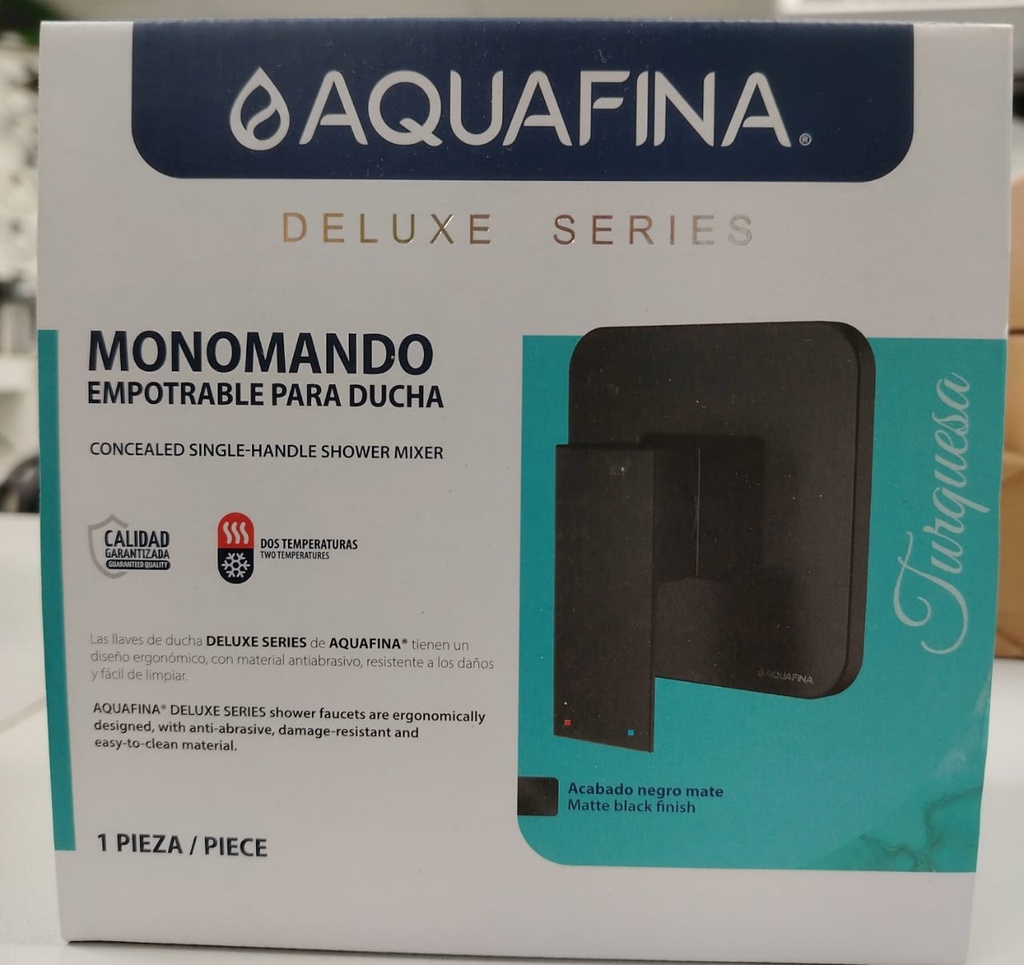 Monomando para regadera negro aquafina