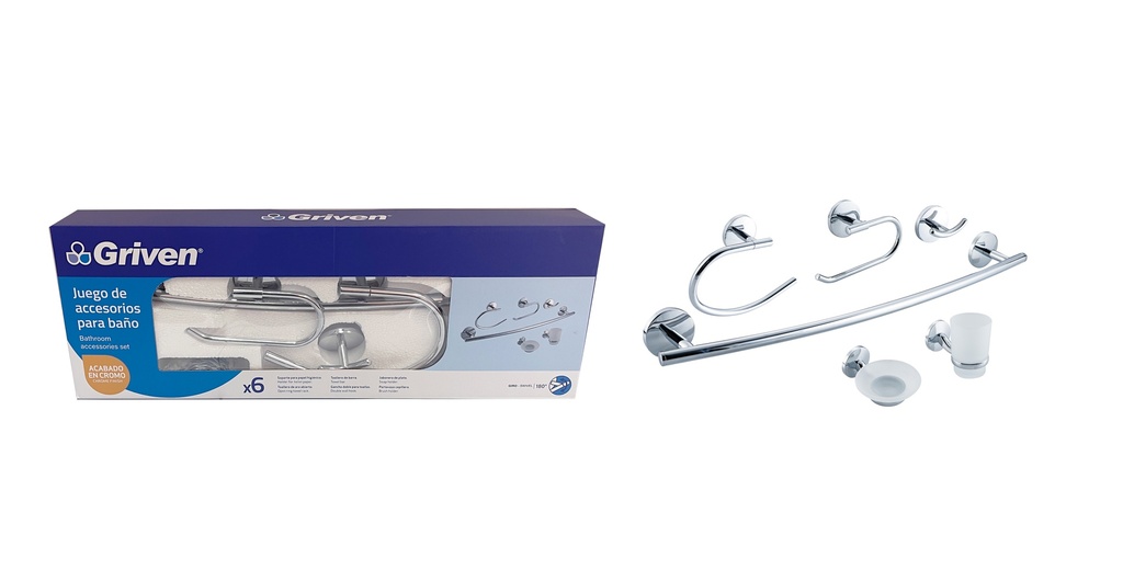 Accesorios de baño cromados 6pcs griven