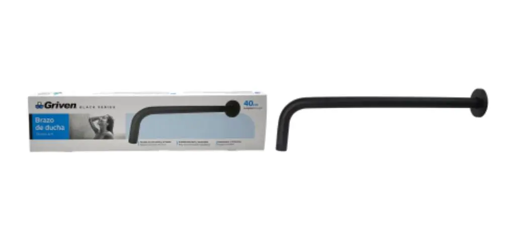 Brazo negro redondo 40cm de ducha