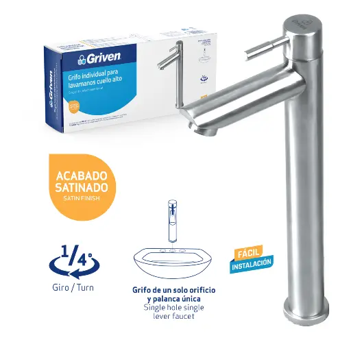 [gv-tssf-1] Grifo individual para lavamanos bowl satinado griven