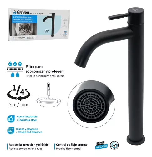 [gv-tbf500] Grifo individual para lavamanos bowl negro Griven