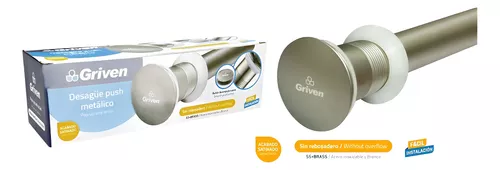 [gv-pl220s-w] desague de lavamanos satin push botton sin rebosadero