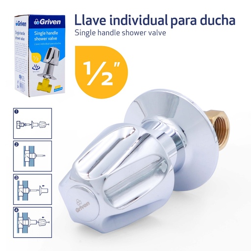 [a367-wa004] Llave individual cromada de copa para regadera