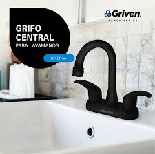 [gv-bf-1a] Grifo doble negro para lavamanos griven