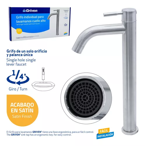 [a367-ssf500] Grifo individual para lavamanos bowl  redondo satin