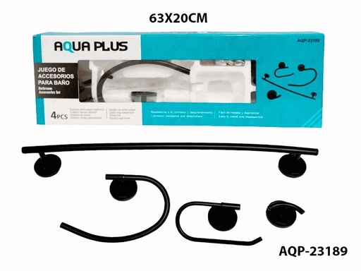 [AQP-23189] Accesorios de baño negros 4 pcs AP