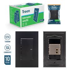 [a136-etb-1k-3w] Interruptor negro sencillo troen