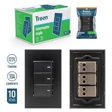 [a136-etb-3k] Interruptor negro triple troen