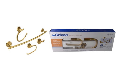 [gv-gh60200-fbs] Accesorios de baño dorados 4 pcs griven