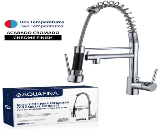 [a-8302a] Llave estirable de fregador cromada doble salida AF