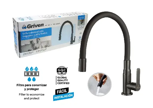 Grifo de fregador negro flexible