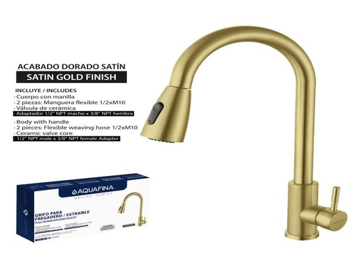 [a-8301bg] Llave estirable de fregador dorada AF