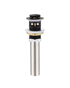 [nt16671-8bk] Desague de lavamanos negro con rebosadero push botton BT