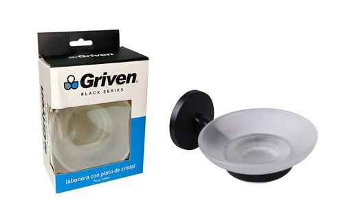 [a367-sh60200-sh] Jabonera negra con plato de vidrio