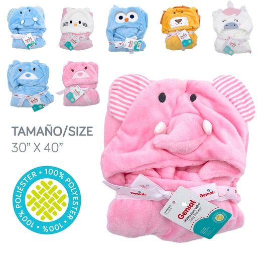 [gn-bbkt11] Manta para bebe con capucha de animales genial