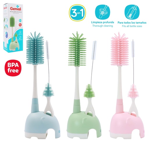[gn-cms0337] Kit de cepillos de silicona para biberones genial