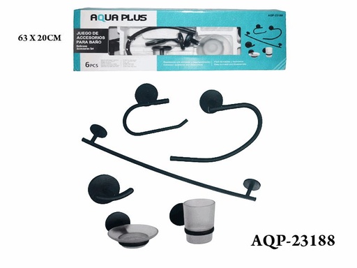 [aqp.23188] Accesorios de baño negros 6 pcs AP
