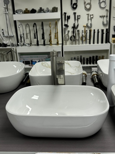 [8q495] Lavamanos bowl blanco rectangular 45x33x14