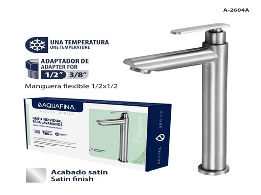 [a-2604a] Grifo individual para lavamanos bowl satinado AF