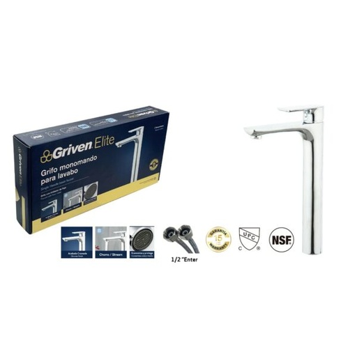 [grv-tms-f-2] Grifo monomando para lavamanos bowl cromado Elite