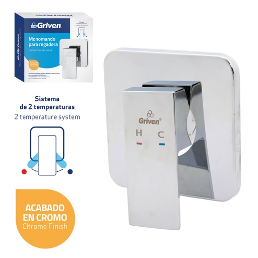 [gv-wa-3] monomando para regadera cuadrada cromada griven