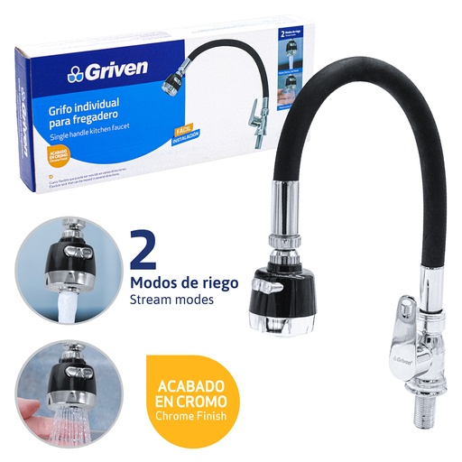 [a367-sh500] Grifo de fregador negra flexible griven