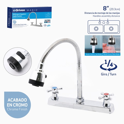 [a367-15047] Grifo de fregador doble flexible griven