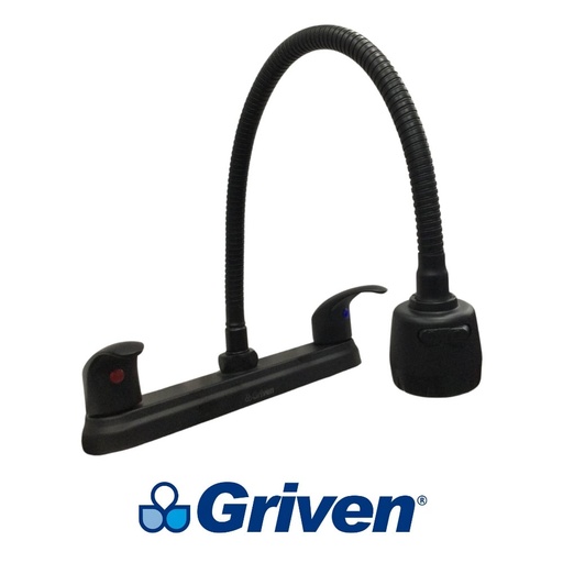[gv-fxn-bl] Grifo de fregador doble flexible negro griven