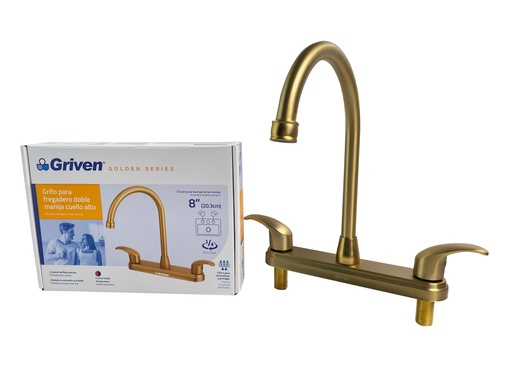 [gv-gf-1b] Grifo de fregador doble dorado griven