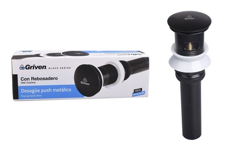 [gv-bl220a] desague de lavamanos negro push botton con rebosadero