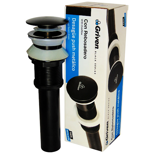 [a367-bl220a-w] desague de lavamanos negro push botton sin rebosadero