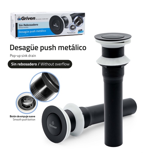 [GV-BL221-W] DESAGUE NEGRO GRIVEN PUSH BOTTON S/B