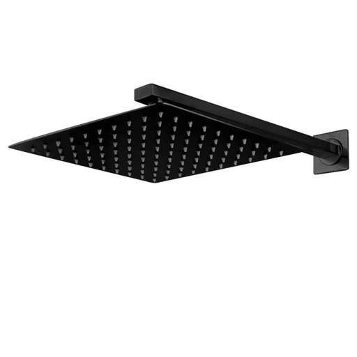 [gv-shb12-s] regadera cuadrada negra 12" con brazo griven