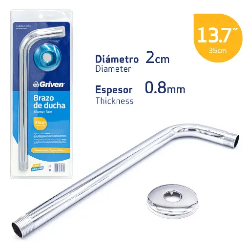 [a367-gri0126] Brazo cromada redonda 12" de ducha